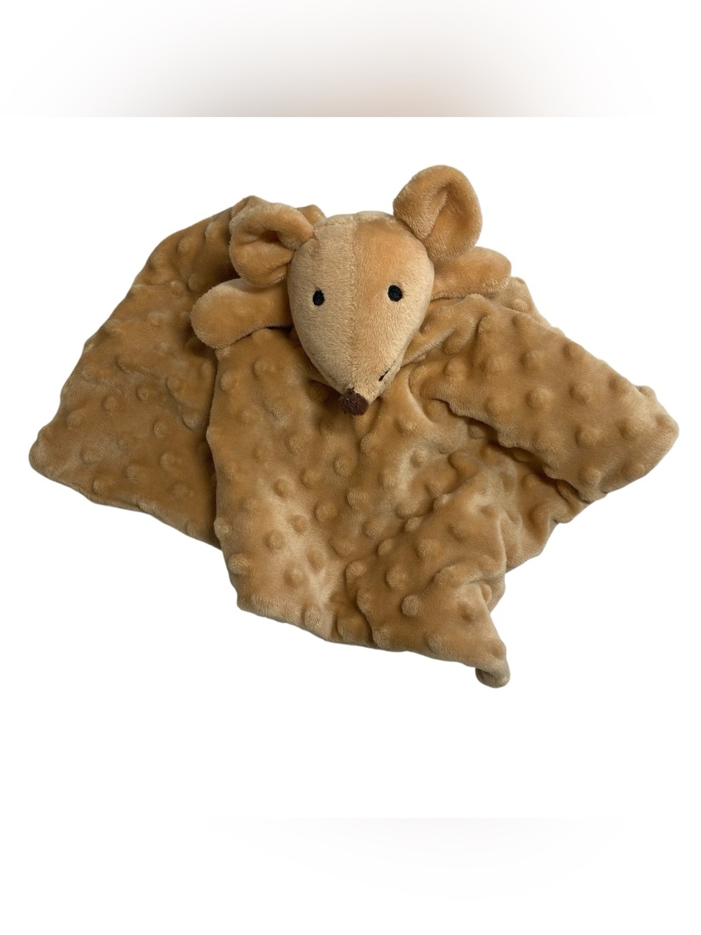 Okie Dokie Mouse Lovey 13" Security Blanket Minky Dot Tan Golden Brown 2018.
